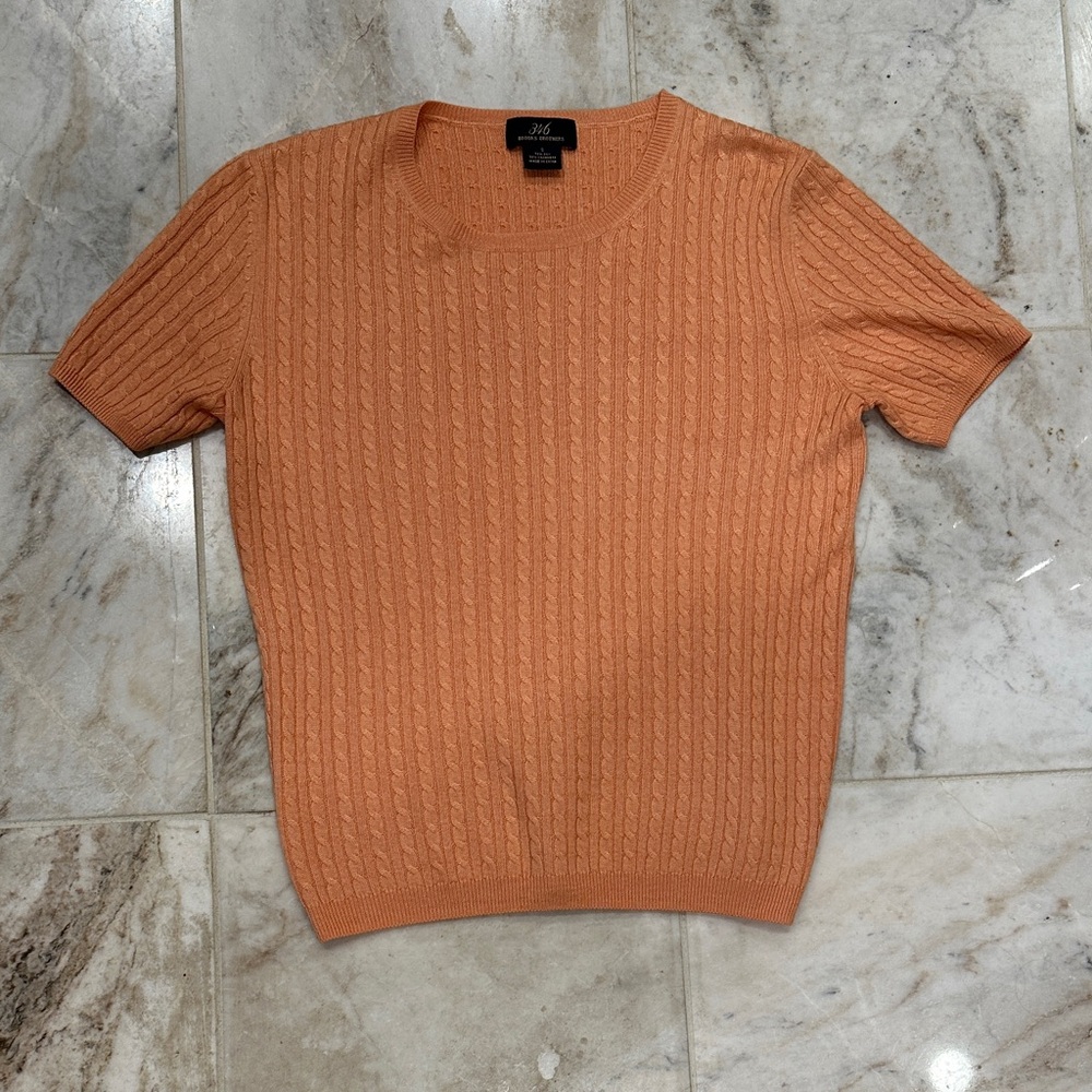 Brooks Brothers Women's Orange Cable Knit Crewneck Sweater